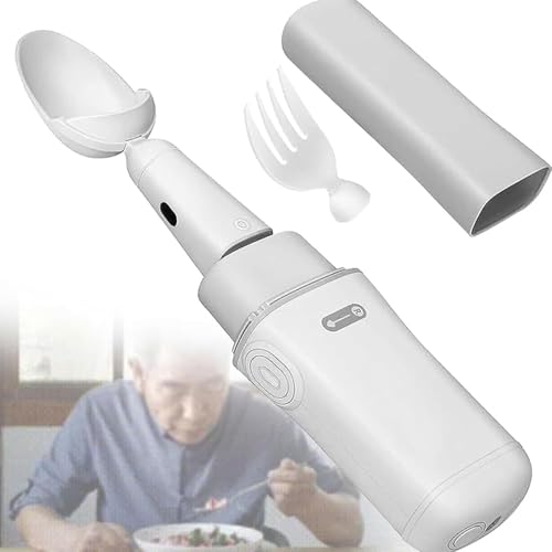Cuchara Estabilizadora Portátil, Set Tenedor Inteligente Anti-Temblor para Ancianos, Sistema Adaptativo Control Vibración Tiempo Real para Manos Temblorosas (Batería 180 Minutos)