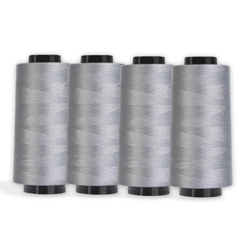 4 Conos de Hilo de Costura 3000 Yardas Poliester Gris miniatura 1