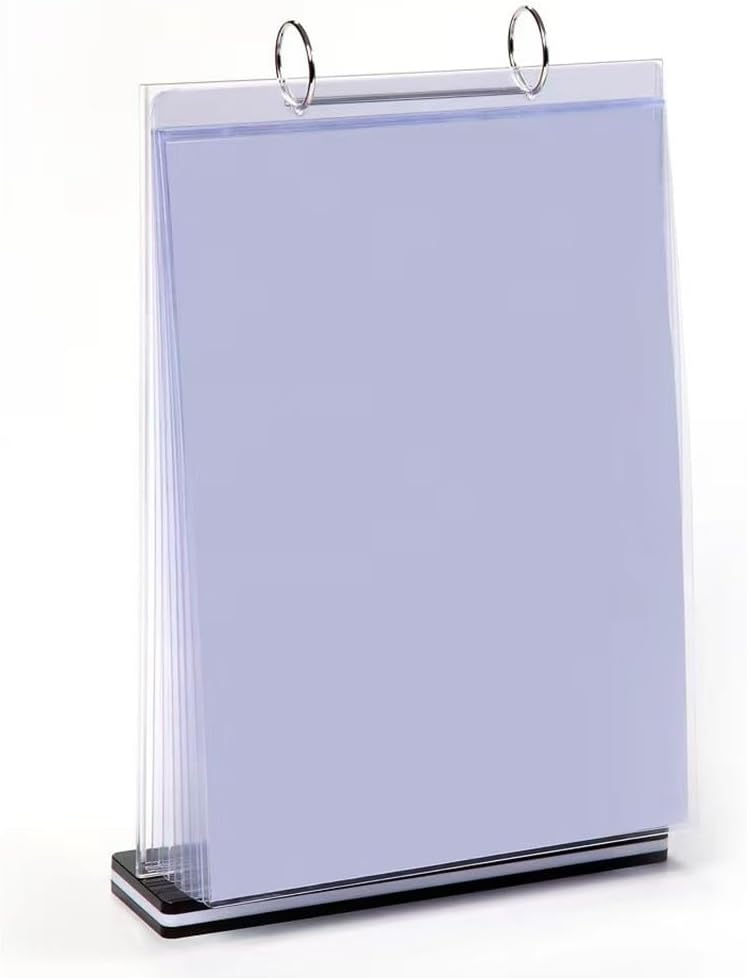 Acrylic flip sign holder Stand Clear Paper Holder Tabletop Picture Frame for Office, Restaurant, Home (4Pack) (03)