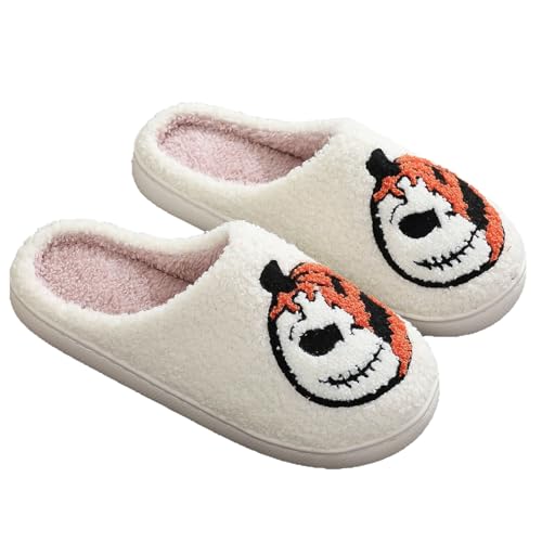 Halloween Slippers for Women Men Cute Cozy Warm Plush Fluffy Warm Slipper Memory Foam Home Shoes Non Slip Fall Slippers Winter House Shoes