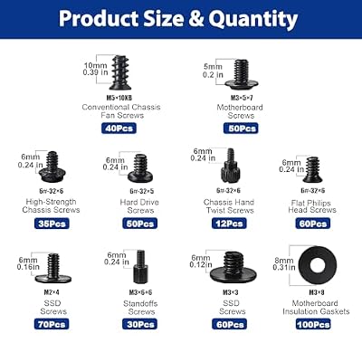 507Pcs Professional Computer Screws Assortment Kit, Includes Motherboard Screws, Standoffs, PC Case, SSD, Hard Drive, Fan, CD-ROM Screws, Long-Lasting for DIY PC Build and Repair