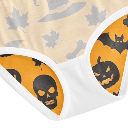 Black Halloween Skulls Kids Underwear Girls, Toddler Briefs, Girls' Cotton Brief Underwear, 2–8 Years4