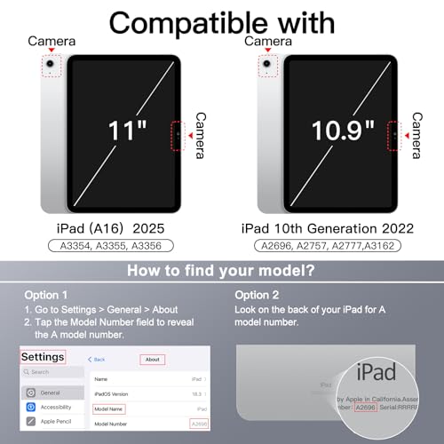 Image of JETech Magnetic Detachable Cover Case for iPad (A16) 11th /10th Generation (2025 /2022) with Pencil Holder, Removable Rotating Clear Cover, Portrait /Landscape Stand with Raised Screen View (Silver)