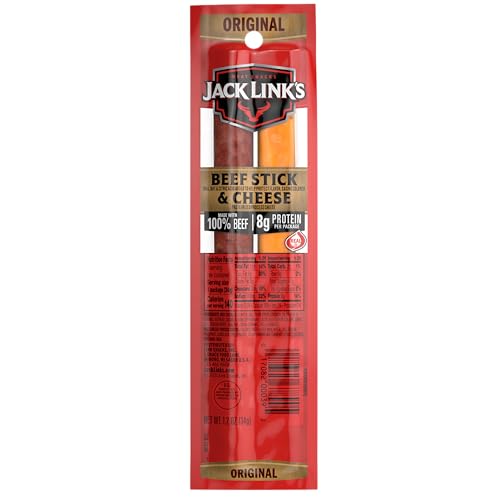 Jack Link's Original Beef & Cheese Combo, Classic Snack Pack, Made with 100% Beef and Real Wisconsin Cheese, 8g protein, Individually Wrapped Snacks - 1.2 Ounce (Pack of 16)