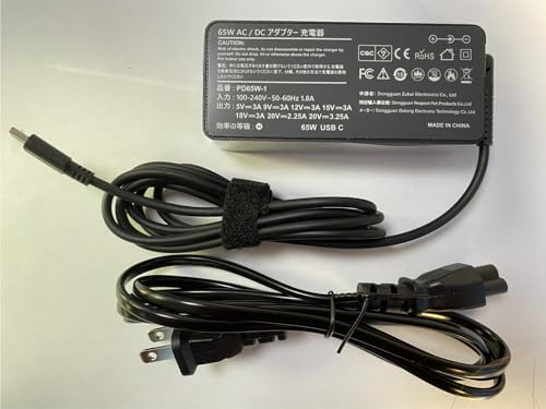 Madremía 65W USB-C急速充電器 PSE認証済 ノートパソコン充電器 対応 HP レノボ 20V 3.25A/2.25A 自動調整 Type-C ACアダプター コンパクト 軽量 携帯便利 (黒)