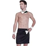 JEERLEEP Men's Waiter Costume Sexy Underwear With Hand Sleeves Bowtie Apron Suit Lingerie Fleshjack Jockstraps Male Assless FleshlightmaStubater