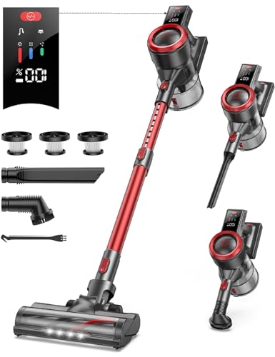Aspirapolvere Senza Fili 38000pa / 450W,55Min Batteria Rimovibile,Scopa Elettrica Senza Fili con Rilevazione Automatica della Polvere, 6 in 1 Scopa Elettrica Senza Fili Potente,1.5L Anti Avvolgimento.