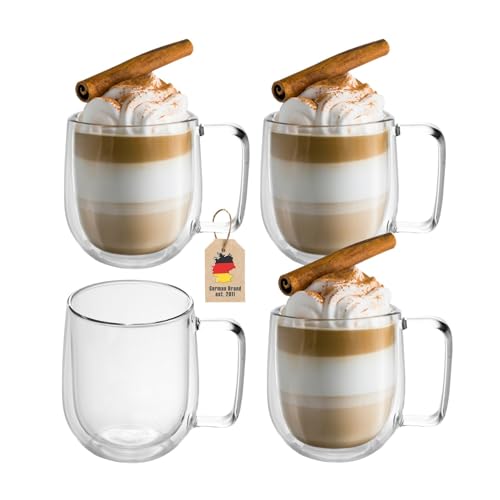 Intirilife Set de 4 Verres Thermiques à Double paroi -150-200ml- soufflés à la Bouche et isolés pour Espresso Cappuccino, Verres à thé Verres à café...