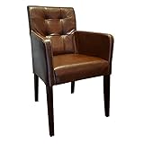  Quattro Meble Echtleder Stühle David Arm Pik Brown 3000 Lederstühle Sessel mit Armlehnen Echt Leder Esszimmer Stuhl