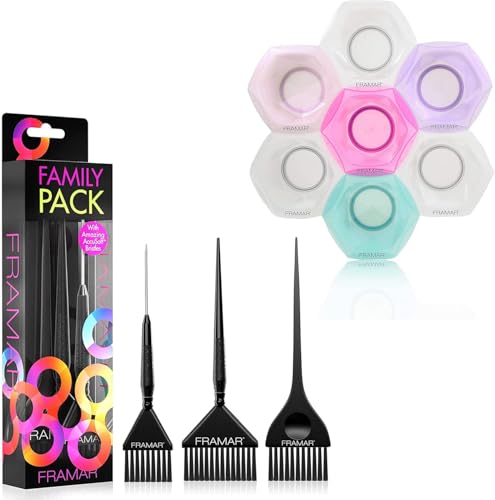 FRAMAR Lot de 3 pinceaux pour colorer les cheveux, kit de coloration des cheveux, Bol Coiffure Professionnel - Bol Coloration Cheveux,