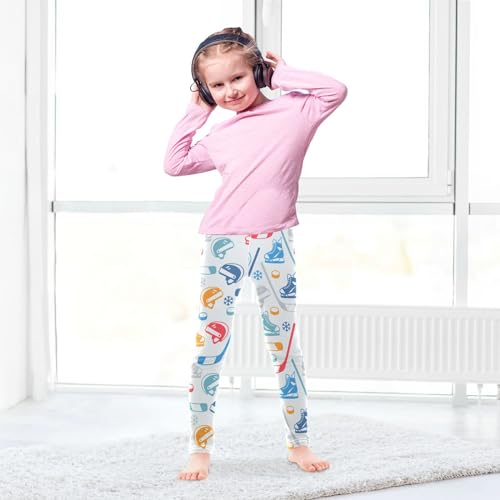 Wusikd Sports Hockey Girls' Leggings Toddler Doodles Kids Yoga Pants Dance Active Tights 5T4