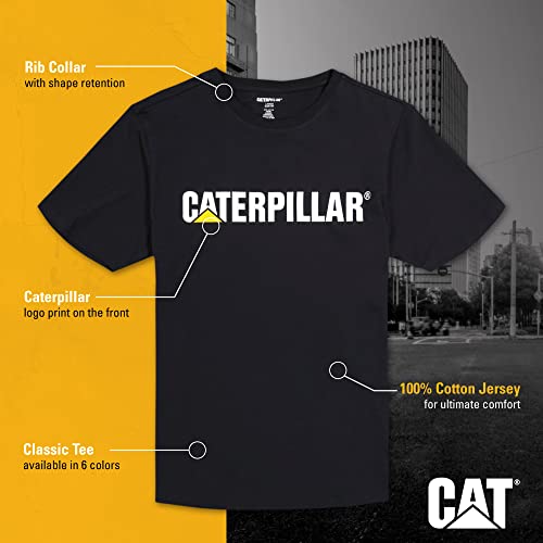 Caterpillar Camiseta com logotipo, Pitch Preto/Marca Comercial, P