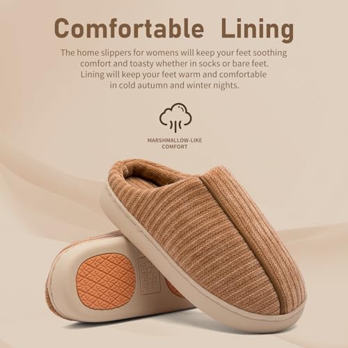 Women's and Men's Knit Memory Foam Slippers Ultra-Soft plush lining House Warm Bedroom Shoes with Anti-slip Sole for Indoor & Outdoor3