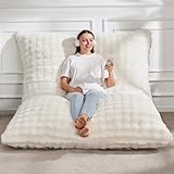 Hobestluk 3 in 1 Bean Bag Chair Giant Bean Bag Chairs for Adults with Bubble Cover Convertible Bean Bag Floor Cushion with Machine Washable Cover for Living Room (Bubble White)