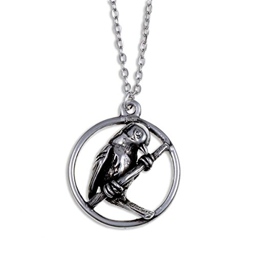 Collier pendentif oiseau assis en étain au fini sculpté premium
