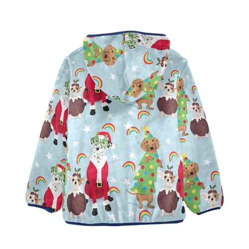 Cute Dogs Dressed for Christmas Girls Fleece Jacket Girls Fall Jacket Girls Zip Up Hoodie Girls Sherpa Jacket 2-10T2