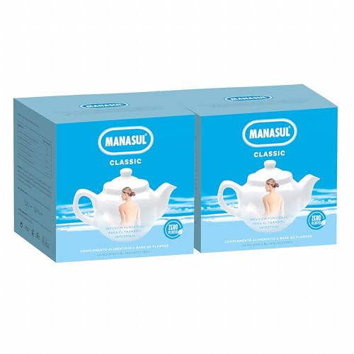 MANASUL Classic - Infusión Laxante a base de Sen, Melisa, Menta, Regaliz y Anis Verde, 100% Natural sin Conservantes ni Añadidos. 2 Cajas de 100 Bolsitas.