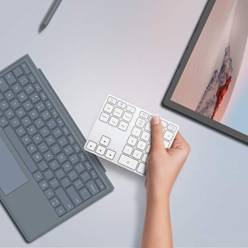Mac Os Bluetooth Numeric Keypad, 35 - Keys Aluminum Wireless Numeric Keypad Dual System Rechargeable Ultra-Silent External Numeric Pad for Surface Pro/MacBook/MacBook Pro/Air and Windows Laptop-White