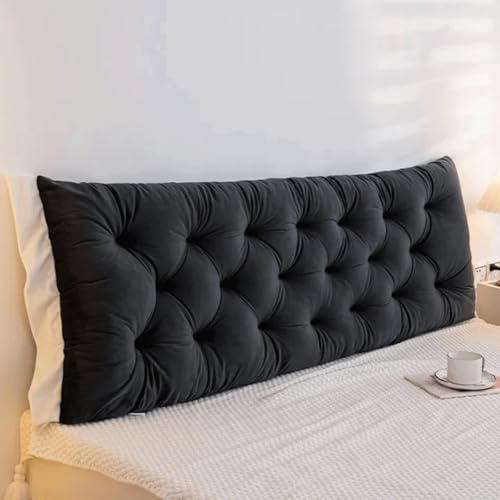 Almohada grande tapizada para cabecera de pared, cojín de terciopelo de cristal súper suave, almohada de lectura, respaldo de cama, cojín de posicionamiento para sofá cama (120 x 50 x 5 cm, gris