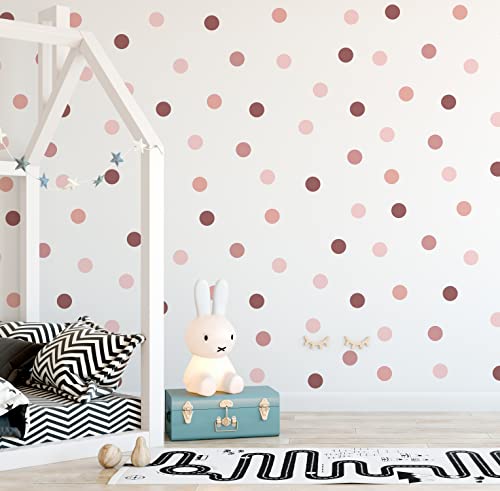 QuoteMyWall 60 Rotgold Polka Dot Wandsticker Blush Pink Farbe Abziehbilder für Mädchen Jungen Kinderzimmer Schlafzimmer Kinder Wandkunst Abnehmbare Runde Punkte Abziehen & Aufkleben (60 Stück) Cover