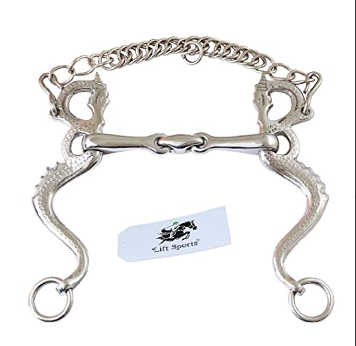 New Dragon Horse Bit Snaffle Bit with Chain with Oval Link Stainless Steel Tack (5 Inch)