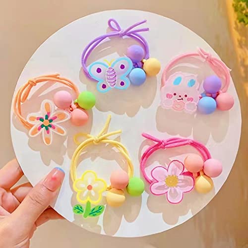Jiuzh Candy Color Round Ball Hair Ties Ring For Little Girls Hair Accessory Flower Hair Ornament Butterfly Hair Rope Elastic Soft Rubber Hair Band Ties For Little Girls Toddlers Babies Teens #TOP2