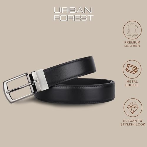 Image of URBAN FOREST Grayson Black Formal Leather Belt for Men