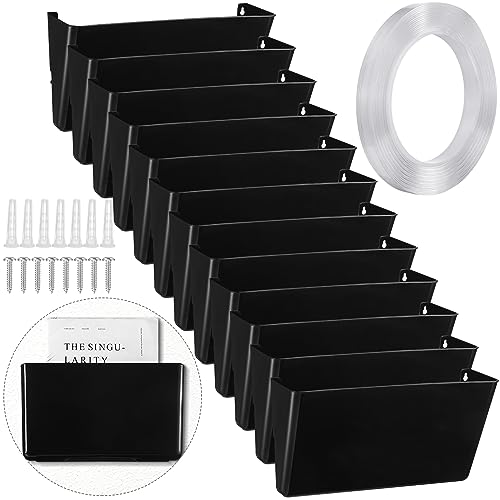 Porte-documents muraux plastique noir organiseur courrier et dossier avec vis adhésif