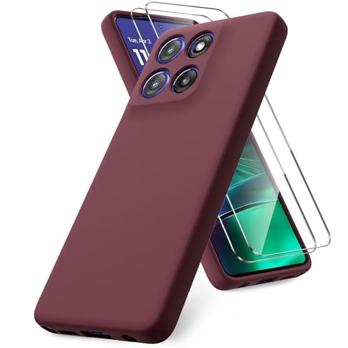 Coque Moto G Stylus 5G 2025 Vansdon en silicone bordeaux avec 2 verres trempés