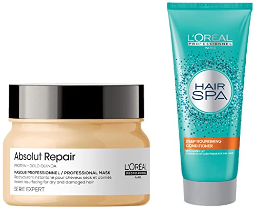Image of L'Oreal Professionnel Absolut Repair Hair Mask with Protein & Gold Quinoa for Dry and Damaged Hair, Serie Expert, 250gm