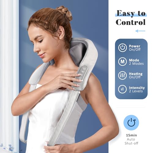 shiatsu neck and shoulder massager cordless neck and back massager with heat 4d deep tissue kneading massage pillow for shoulder back leg muscle pain relief gifts for mom woman dad men