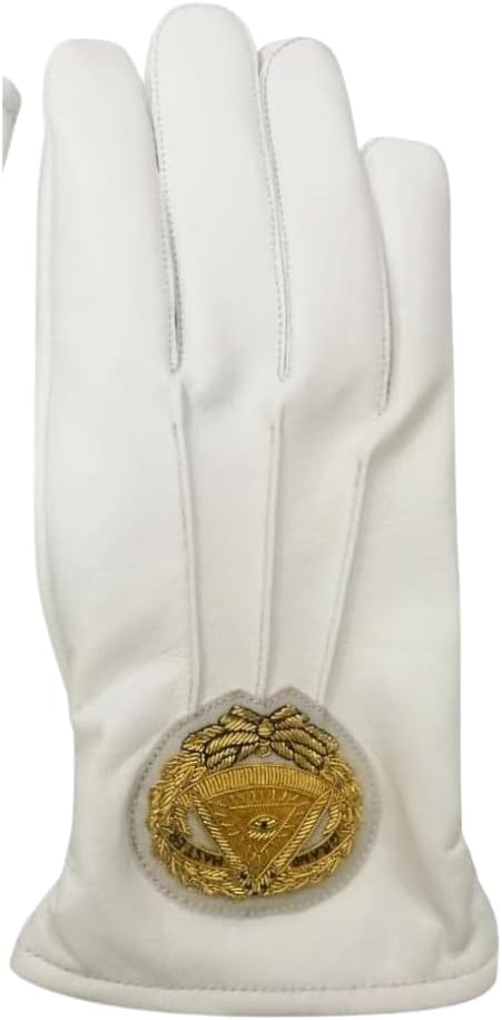 BRICKS MASONS Soft Leather Masonic Gloves Grand Master Bullion Embroidery