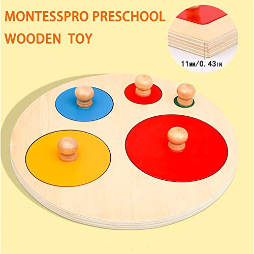 Wooden Preschool Shapes Puzzle & Montessori Toy First Shape Peg Puzzles Baby Puzzle 6-12-18 Months Knob Wooden Picture Puzzle For Toddlers 1-3 Toy For Kids Size Matching Sorting Shape Color Sorter Toy #TOP6