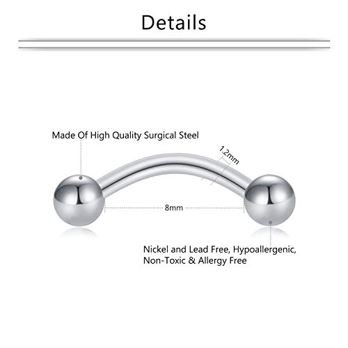 Mayhoop 16G Surgical Steel Daith Rook Earring 8Mm 10Mm Curved Barbell Eyebrow Rings Piercing Jewelry For Women Men #TOP1