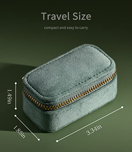 Taimy Mini Jewelry Travel Case, Velvet Small Travel Jewelry Box, Portable Jewelry Travel Organizer Box For Rings Earrings Necklaces, Gifts For Women Girls(Green Emerald) #TOP1