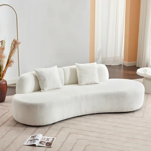 Image of LEGACY OF COMFORT Castillon 82 inch Modern Curved Upholstered Sofa with Pillows Ivory