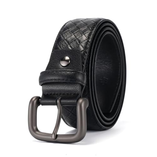 Men's Belt First Layer Cowhide Hand-woven Embossed Belt Business Casual Gifts