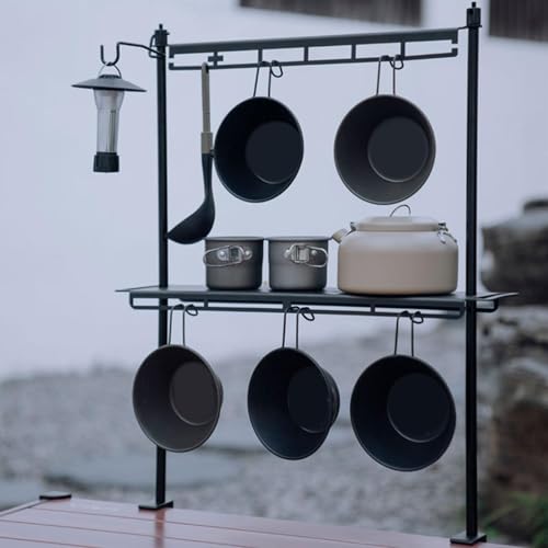 Support de table de camping pliable et étagère de rangement multifonctionnelle pour extérieur