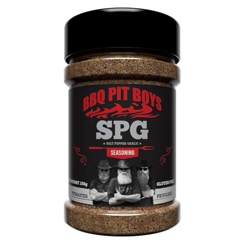 Angus & Oink | BBQ Pit Boys SPG Rub | Classic Salt Pepper Garlic All-Purpose BBQ Seasoning | Perfect for Meat, Fish, Veg & More | Vegan Friendly & Gluten-Free | 220g