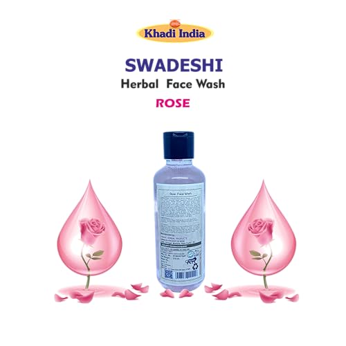 Image of Khadi Natural 100% Herbal Rose Face Wash - Hydrating & Soothing Cleanser for Soft, Glowing Skin, With Natural Rose Extracts, Sulfate & Paraben Free -420ml