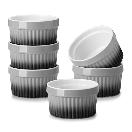 MALACASA Ramekins 6 oz Oven Safe, Small Ceramic Souffle Dishes