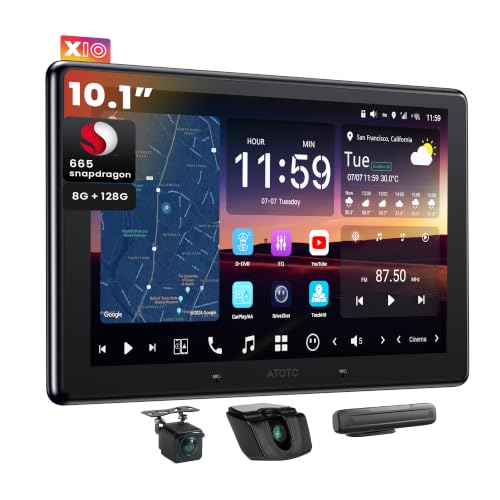 Image of X10 10.1 inch QLED Touchscreen Double Din Car Stereo with Dashcam | 8G+128G, Dual 1080P Cam, AI Vision, Parking Monitor, Remote Live View, 4G LTE & GPS, Wireless CP /AA, DSP Audio & HDMI In