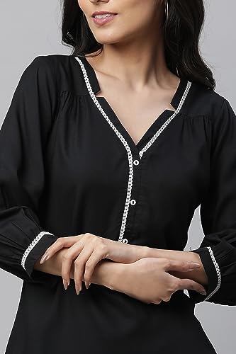 Image of Aurelia Women's Viscose Regular Fit Solid Kurti