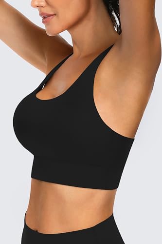 Image of MIRITY 3-Pack Strappy Sports Bras for Women - Criss Cross Back Padded Workout Yoga Top