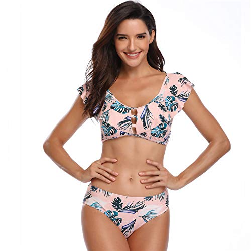 Women Swimwear Push-Up Padded Bra Swimsuit Bathing Suit Fashion Simple Sexy Breathable And Quick-Drying Ruffled Straps Split Female High Waist