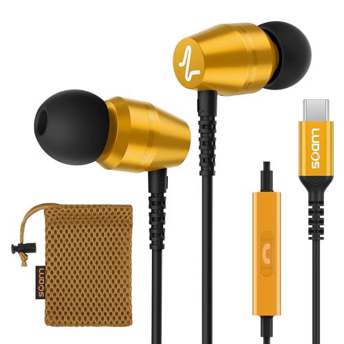 LUDOS OMNITONE USB C Headphones for iPhone 17 16 15 Pro Max Plus Air iPad Pro, 5 Years Warranty, USB-C Earbuds for Samsung Galaxy S24 S23 Ultra S22 S21 FE S20 Z Flip 3 Fold 4, USB Type C Earphones
