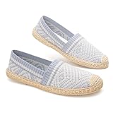 GLAMORA Alpargatas Mujer Verano Esparto Planas, Lona Transpirable elástica, Suela Trenzada Antideslizante, Calzado cómodo Ligero Casual, Zapato Tejido Flexible blue-39