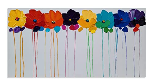 image for YHSKY ARTS Cololful Flower Painting - Abstract Floral Canvas Wall Art 