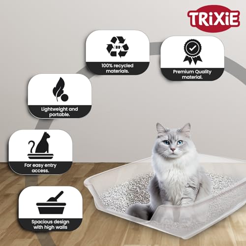 Image of Trixie Junior Nuno Cat Litter Tray, Recycled, Plastic, 28 x 9 x 36 cm, Small Animal Home Ensures Ease of Cleaning and Hygiene Maintenance (Color May Vary)