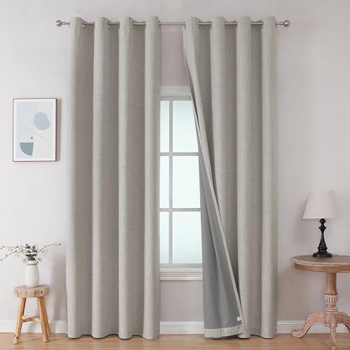 Joydeco 42x63 blackout curtains, 2 panels, grommet, greyed white texture